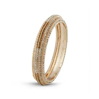 Fancy White & Lct Stone Rose Gold Finishing Bangle 3