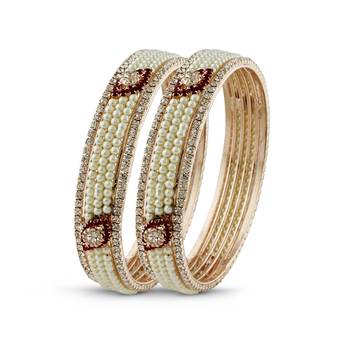 Rose Gold Finishing Indian Jewellery Maroon Stone Bangle 1