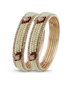 Rose Gold Finishing Indian Jewellery Maroon Stone Bangle