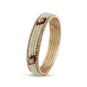Rose Gold Finishing Indian Jewellery Maroon Stone Bangle 3