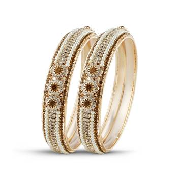 Dazzling Rose Gold Finishing Lct Stone Bangle 1