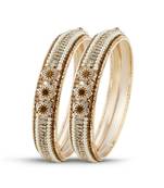 Dazzling Rose Gold Finishing Lct Stone Bangle