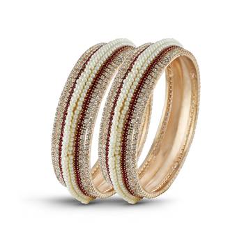 Appealing Party Wear Designer Maroon Stone & Pearl Bangle 1