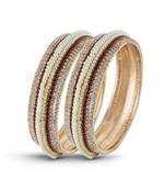 Appealing Party Wear Designer Maroon Stone & Pearl Bangle