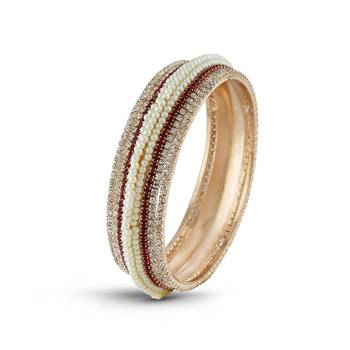 Appealing Party Wear Designer Maroon Stone & Pearl Bangle 3
