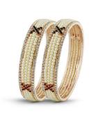 Indian Women Traditional Desginer Pearl With Maroon Green Stone Bangle