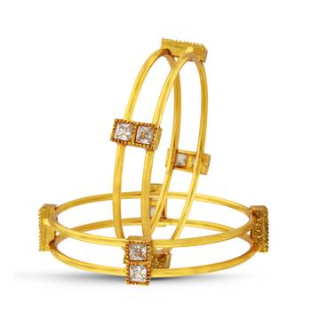 Exquitely Gold Finish Party Wear Stone Bangle 1