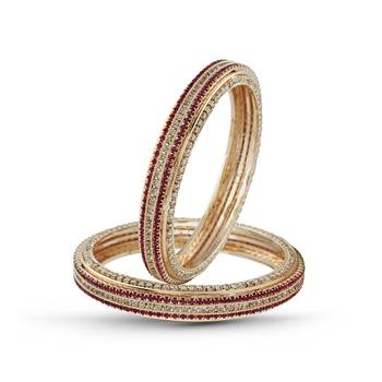 Rose Gold Finishing Exclusive Pink Stone Bangle 1