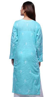 Blue Embroidered Cotton Kurtas And Kurti 2