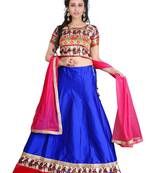 Blue georgette embroidered unstitched lehenga-choli
