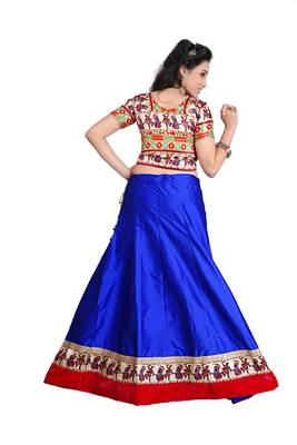 Blue georgette embroidered unstitched lehenga-choli 2