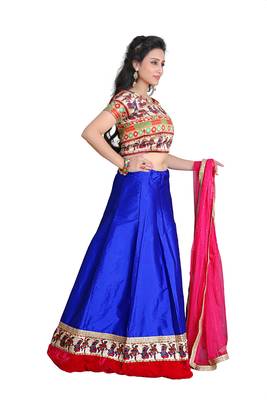 Blue georgette embroidered unstitched lehenga-choli 4
