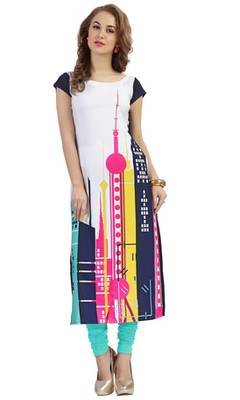 multicolor printed crepe stitched kurti 1
