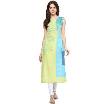 multicolor printed crepe stitched kurti 1