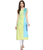 multicolor printed crepe stitched kurti