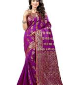 Pink woven banarasi saree with blouse