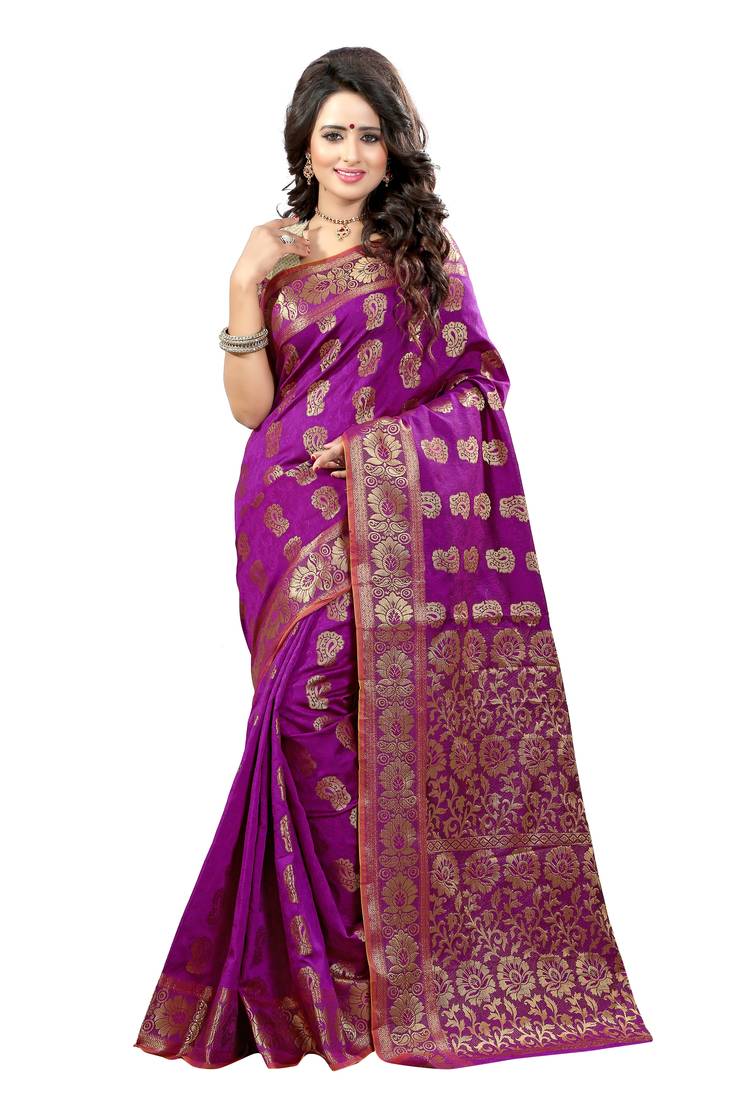 Pink woven banarasi saree with blouse