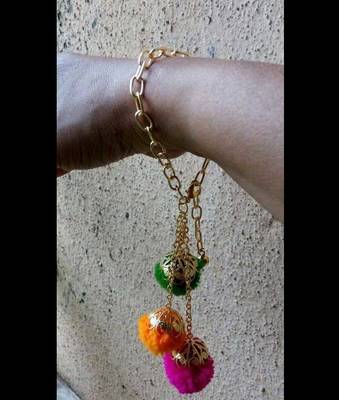 Multicoloured Pom Pom Bracelet 1