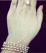 Kundan And Pearls Ring Hathphool