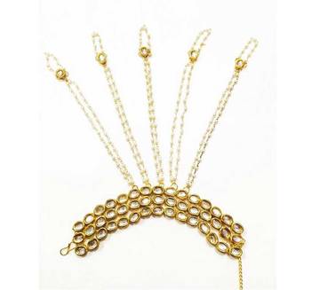 Kundan And Pearls 5 Ring Bracelet Hathphool 1
