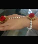 Red Pom Pom And Gota Hathphool