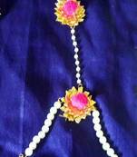 Pink Gota And Pom Pom Hathphool