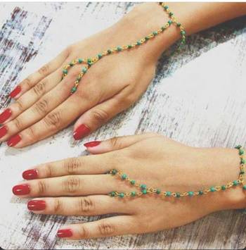 Turquoise Beaded Delicate Hathphools 1