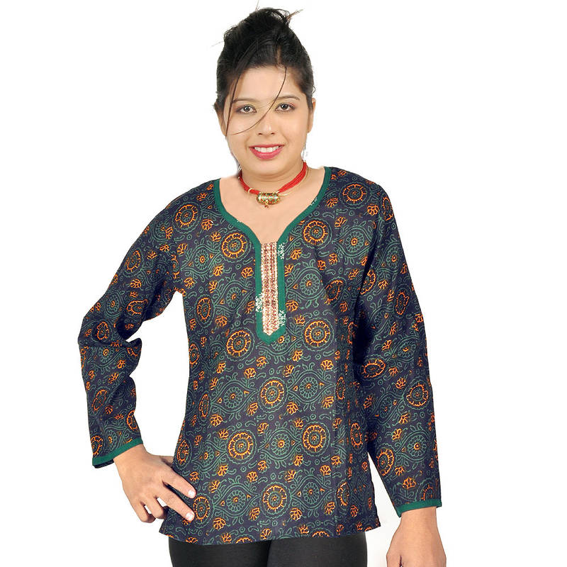 Designer Black Girls Indian Pure Cotton Kurti 
