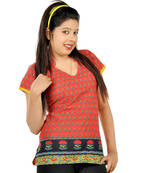 Exclusive Hand Block Printed Red Cotton Kurti 