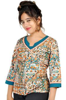 Jaipuri Designer Fancy Cream Fine Cotton Kurti