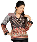 Jaipuri Designer Multi Print Black Cotton Top 