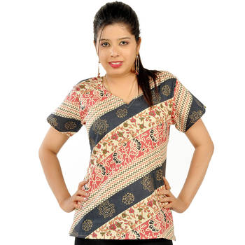 Designer Printed Multicolor Ethnic Cotton Top 1