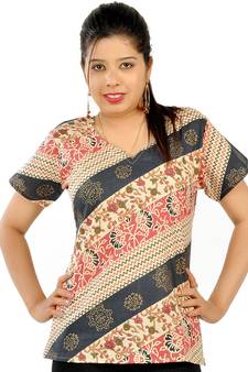 Designer Printed Multicolor Ethnic Cotton Top