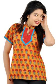 Floral Rajasthani Hand Block Print Cotton Top