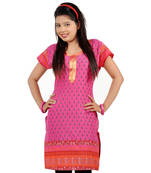 Bootie Design Zari Lace Pink Pure Cotton Kurti