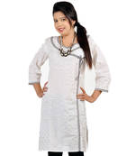 Silver Sparkle Bootie White Cotton Long Kurti