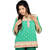 Floral Design Embroidery Sea Green Cotton Top 