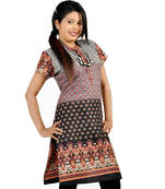 Jaipuri Designer Multi Print Black Cotton Top