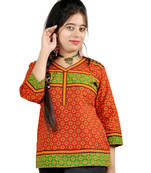 Hand Block Print Ethnic Red Black Cotton Top