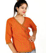 Designer Girls Red Cotton Top Hand Block Print 