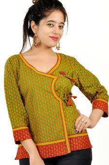 Ethnic Hand Block Bootie Print Pure Cotton Top