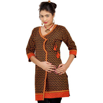 Designer Jaipuri Print Red Black Cotton Kurti 1