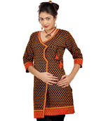 Designer Jaipuri Print Red Black Cotton Kurti