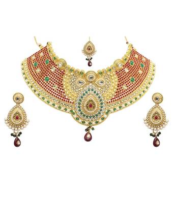 golden copper stone necklace set 1