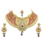 golden copper stone necklace set