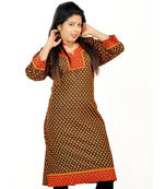 Rajasthani Hand Block Print Red Cotton Kurti