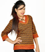 Rajasthani Block Print Red Black Cotton Top