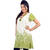 Stylish Abstract Print Girls Green Ivory Kurti 