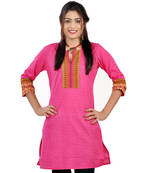 Exclusive Designer Printed Pink Cotton Kurti