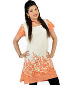 Rajasthani Abstract Print Orange Ivory Kurti 